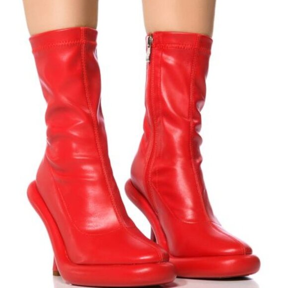 AZALEA WANG " THE DIVERSIFIED " STILETTO PU BOOTIE IN RED ( BRAND NEW !!!!!!!!! - Picture 1 of 7